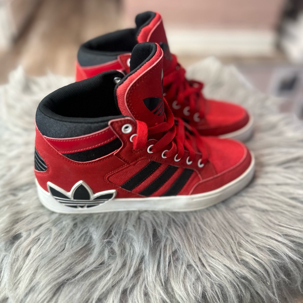 Adidas Kids Red High-Top Sneakers